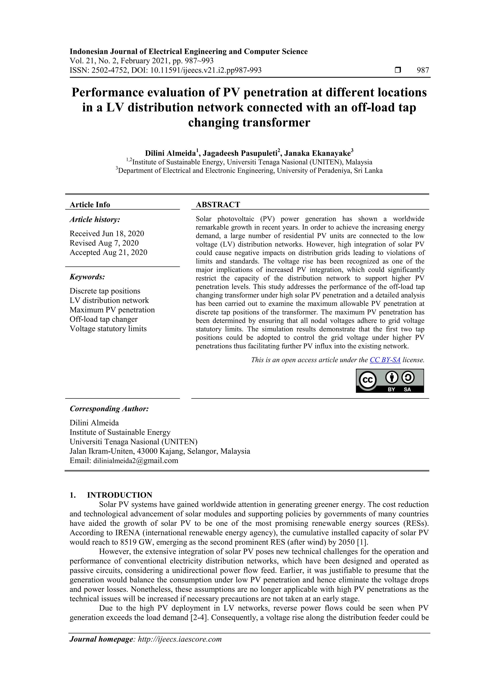 Performance evaluation of PV penetration at different locations in a LV ...