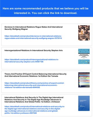 International Relations International Security And Comparative Politics ...