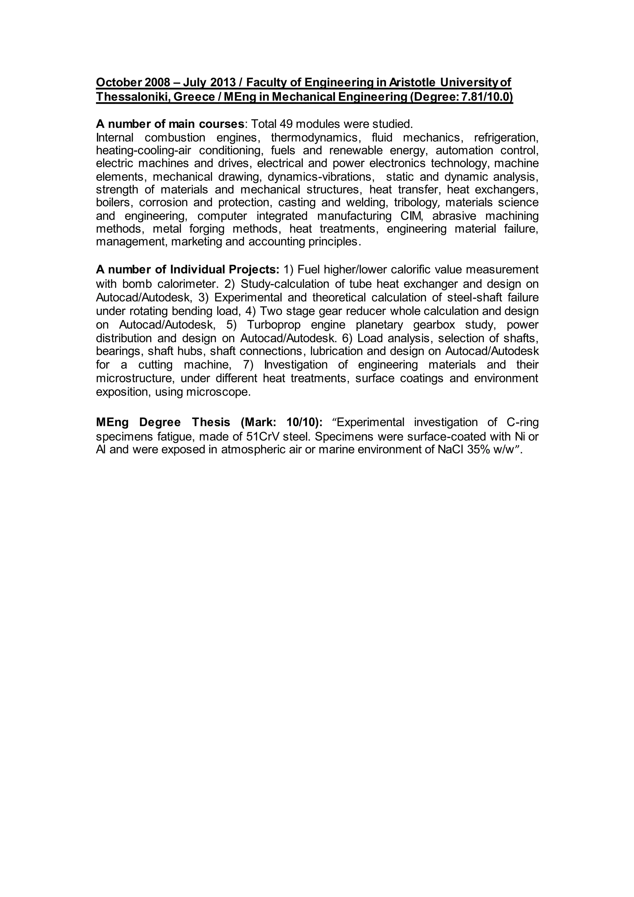 BEng and MEng in Mechanical Engineering | DOCX | Science