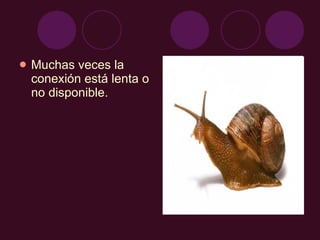 Muchas veces la conexión está lenta o no disponible. 