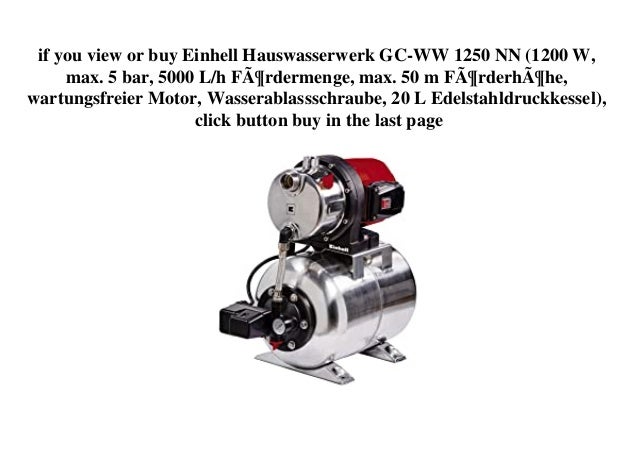 Top Market Einhell Hauswasserwerk Gc Ww 1250 Nn 10 W Max 5 Bar