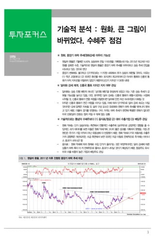 3
투자포커스
기술적 분석 : 원화. 큰 그림이
바뀌었다. 수혜주 점검
김영일
02.769.2176
Ampm01@daishin.com
※ 원화. 중장기 하락 추세(원화강세) 마무리 가능성
- 원달러 환율은 7월에만 4.45% 상승하며 전일 1165원을 기록했는데 이는 2013년 최고치(1163
원)를 상회한 수준. 기술적으로 원달러 환율은 중장기 하락 추세를 마무리하고 상승 추세 진입을
시도하고 있는 것으로 판단
- 중장기 변화에도 불구하고 단기적으로는 1170원 내외에서 추가 상승이 제한될 것이다. 이유는
(1) 작년 고점대이고 (2) 외국인 환선물 매수 포지션이 최고치이며 (2) 아시아 통화와 신흥국 통
화가 아직 지지선을 이탈하지 않았기 때문이다.(단기 지지선 1130원 내외)
※ 달러화 강세 재개. 신흥국 통화 지지선 지지 여부 관심
- 달러화는 상승 진행 패턴의 하나인 ‘삼각형 패턴’을 완성하게 되었고 이는 기존 상승 추세가 강
화될 가능성을 높이고 있음. 다만, 본격적인 달러 강세는 신흥국 통화가 레벨-다운하는 시점에
시작될 것. 신흥국 통화가 연중 저점을 이탈한다면 달러에 안전 자산 프리미엄이 더해질 것
- 아직은 신흥국 통화가 연간 저점을 지키고 있음. 이에 따라 단기적으로 달러 강세 속도는 더딜
것이지만 강세 압력은 지속될 것. 달러 구성 요소인 유로화와 엔화가 하락 추세를 벗어나지 못하
고 있기 때문. 더불어 경기를 반영하는 구리 가격도 하락 추세가 완연해 특별한 변화가 없다면
미국 선호(달러 선호)는 점차 커질 수 밖에 없는 상황
※ 기술적으로는 통념의 수혜주보다 (1) 음식료/항공 (2) 대미 수출기업 (3) 배당주 관심
- 원화 약세는 단가 상승이라는 측면에서 전통적인 수출주에 심리적으로 긍정적인 영향을 줄 수
있지만, 과거 데이터를 보면 이들은 원화 약세기에 그다지 좋은 성과를 기록하지 못했음. 가장 큰
원인은 주가가 기업 이익이 아닌 유동성에 더 반응했기 때문. 원화 약세시 IT와 자동차등 수출주
가격 경쟁력은 개선되지만, 수급 측면에서 보면 외국인 자금 이탈로 전체적으로 주가에는 마이너
스 효과가 나타나곤 함
- 음식료 : 원화 약세에 따라 원재료 수입 단가가 올라가는 것은 부정적이지만, 달러 강세에 따른
상품가 하락 폭이 더 커 전체적으로 플러스 효과가 나타날 것이기 예상되기 때문. 항공주도 유사
- 미국 수출 비중이 높은 기업과 배당주도 관심
그림 1. 원달러 환율. 2011 년 이후 진행된 중장기 하락 추세 마감
자료: 대신증권, 대신증권 리서치센터
 