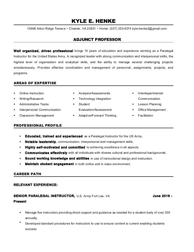adjunct professor resume adjunct resume