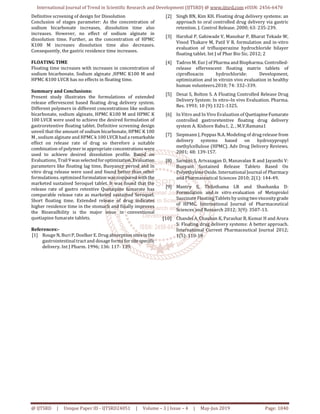 Development of Gastroretentive Floating Tablets Quetiapine Fumarate | PDF