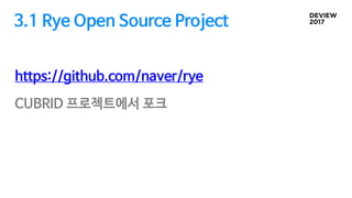 https://github.com/naver/rye
CUBRID 프로젝트에서 포크
3.1 Rye Open Source Project
 