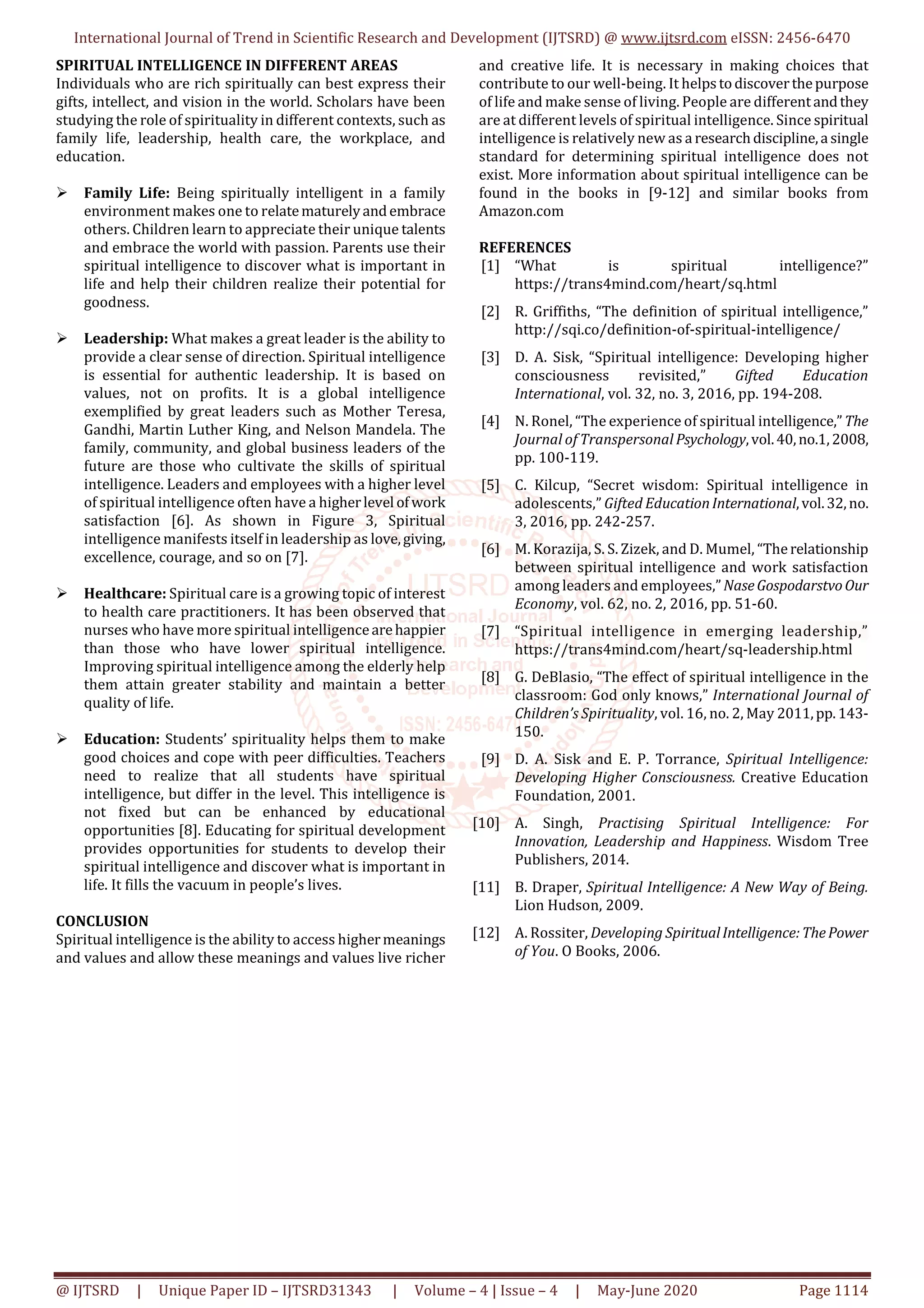 Toward Better Understanding of Spiritual Intelligence | PDF