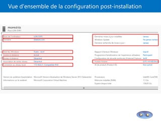 Vue d'ensemble de la configuration post-installation
 