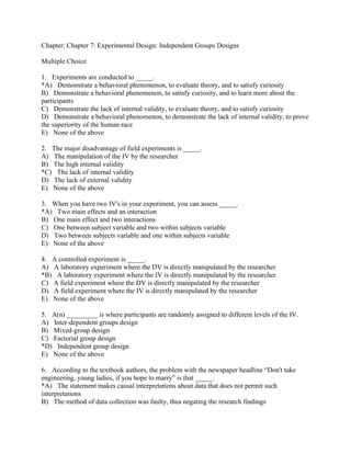 Comprehensive Guide to Experimental Design in Psychological Research | PDF