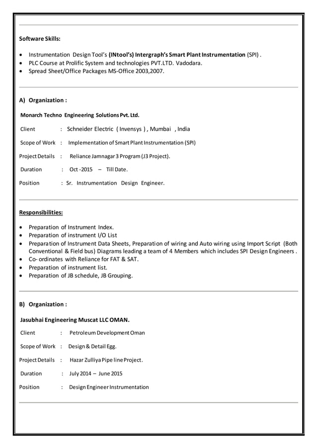 Instrumentation & Control Engineer | DOCX | Civil Engineering Industry ...