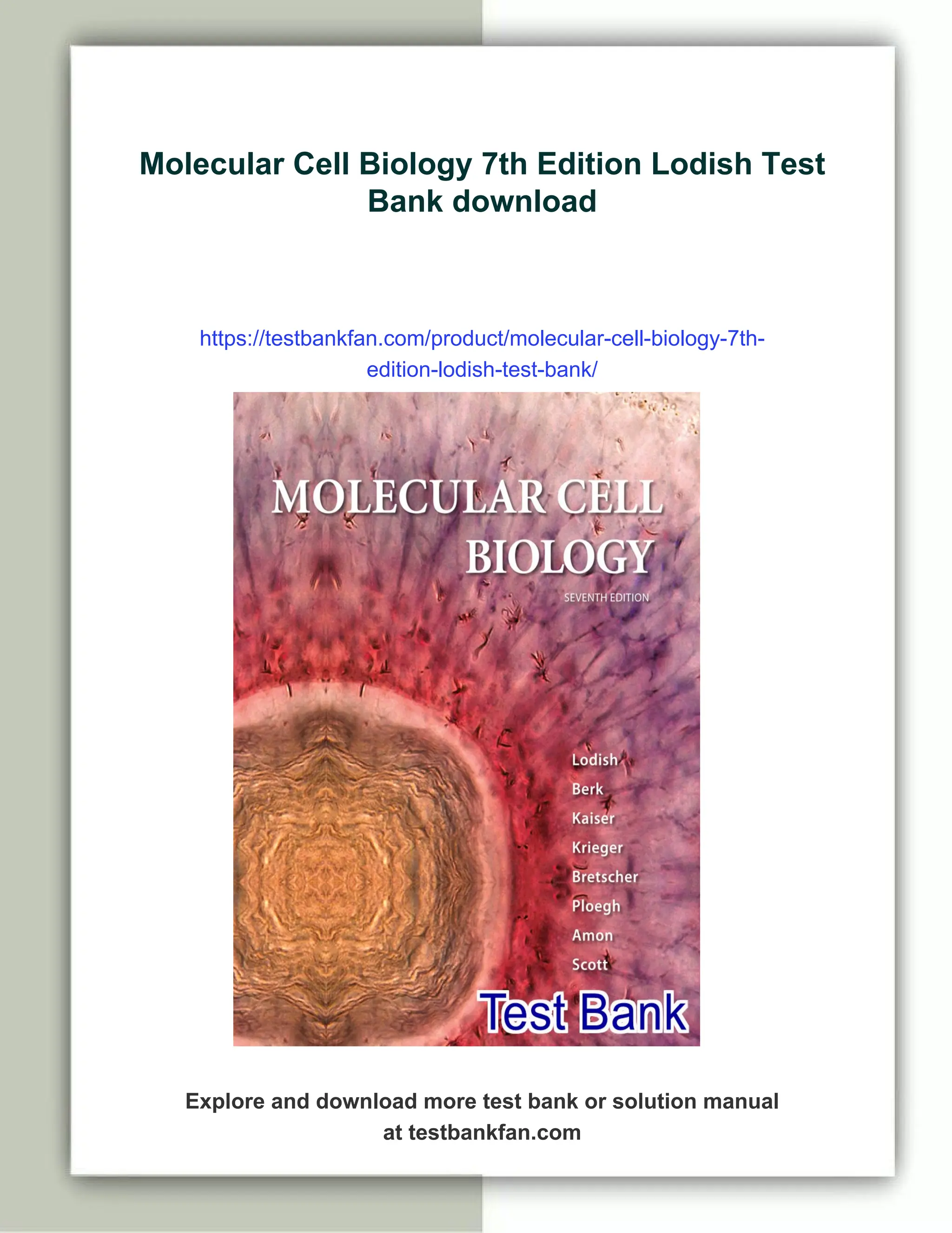 Molecular Cell Biology 7th Edition Lodish Test Bank | PDF