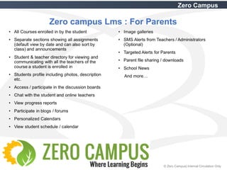 10 © Zero Campus| Internal Circulation Only
Zero Campus
Zero campus Lms : For Parents
 