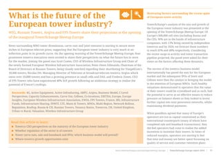 What is the future of the
European tower industry?
WIG, Russian Towers, Arqiva and FPS Towers share their projections at the opening
of the inaugural TowerXchange Meetup Europe
Motivating factors surrounding the recent spate
of European tower activity
TowerXchange’s analysis of the size and growth of
the European tower industry was presented at the
opening of the TowerXchange Meetup Europe. Of
Europe’s 600,000 cell sites (including Russia and
the CIS), 36% are in the hands of infrastructure
companies, with 13% being owned by independent
towercos and by 2020, we forecast these numbers
to reach 65% and 48% respectively. Considering
the recent surge in activity and tower transaction
pipeline projected, the panel were asked for their
views on the factors affecting these dynamics.
The success of the towerco business model
internationally has paved the way for the European
market and the subsequent IPOs of Inwit and
Cellnex were then the catalyst in bringing the model
to the attention of European MNOs. Such healthy
valuations demonstrated to operators that the value
of their towers could be crystallised and as such, had
the potential to serve as an effective means to reduce
pressure on balance sheets as they looked to invest
further capital into next generation networks, whilst
maintaining dividend payments.
Whist panellists agreed that many of Europe’s
operators are not as capital constrained as their
international counterparts (many of whom have
completed sale and leaseback transactions), they
did feel operators had come to realise the added
incentives to monetise their towers. In times of
reduced margins, operators are starting to feel
that time and money are better spent focussing on
quality of service and customer retention plans
Read this article to learn:
< Towerco CXO perspectives on the maturity of the European tower industry
< Whether regulation of the sector is of concern
< Tower carve outs, sale and leaseback and IPOs: which business model will prevail?
< Where towerco growth opportunities exist
Keywords: 4G, Active Equipment, Active Infrasharing, ARPU, Arqiva, Business Model, C-Level
Perspectives, Capacity Enhancements, Carve Out, Cellnex, Co-locations, EBITDA, Europe, Europe
Insights, European Wireless Infrastructure Association, EWIA, FPS Towers, France, IBS, Infrastructure
Funds, Infrastructure Sharing, INWIT, LTE, Masts & Towers, MNOs, Multi-Region, Network Rollout,
Regulation, Rooftop, Russia & CIS, Russian Towers, Tenancy Ratios, Towercos, UK, United Kingdom,
Urban vs Rural, Valuation, Wireless Infrastructure Group
News surrounding MNO tower divestitures, carve outs and joint ventures is starting to secure more
inches in European telecom press, suggesting that the European tower industry is very much at an
inflection point in its growth curve. On the opening morning of the TowerXchange Meetup Europe, four
prominent towerco executives were invited to share their perspectives on what the future has in store
for the market. Joining the panel was Scott Coates, CEO of Wireless Infrastructure Group and Chair of
the newly formed European Wireless Infrastructure Association; Peter Owen Edmunds, Chairman of the
Board of Directors at Russian Towers, being closely watched regarding their shortlisting for VimpelCom’s
10,400 towers; Nicolas Ott, Managing Director of Telecoms at broadcast-telecom towerco Arqiva which
owns over 10,000 towers and has a growing presence in small cells and DAS; and Frederic Zimer, CEO
of FPS Towers who have experienced 40% YoY growth following an ambitious strategy to realise the
potential of France’s rooftops.
www.towerxchange.com/meetups/meetup-europe | TowerXchange Europe report 2016 | 37| TowerXchange Europe report 2016 | www.towerxchange.com/meetups/meetup-europe24
 