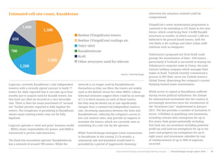Logycom, currently Kazakhstan’s only independent
towerco with a recently signed contract to build 77
towers for Altel, reported that it can take up to four
months just to acquire land for Kazakh towers, but
that land can often be secured at a very favorable
rate. There is then the usual assortment of “around
ten” further permits required to fully legalise the
towers. The complexity of permitting in Kazakhstan
means many existing towers may not be fully
legalised.
Logycom operates a ‘steel and grass’ business model
– MNOs retain responsibility for power, and O&M is
outsourced to proven subcontractors.
The fixed line incumbent operator Kazakhtelecom
has a network of around 700 towers. While the
network is no longer used by Kazakhtelecom
themselves as they use fibre, the towers are widely
used as the default choice for other MNOs’ rollout.
Informal estimates suggest there could be an average
of 2.5 to three tenants on each of these towers,
but they may be leased out at rate significantly
cheaper than a commercial independent towerco
rate. Increasing separation between the State and
Kazakhtelecom, reducing the company’s access to
low cost interest rates, may provide an impetus to
monetise the towers, which are currently seen as
something of a cash cow by the operator.
While TowerXchange anticipate tower transactions
in Kazakhstan in the coming 12-24 months, a
substantial sale and leaseback would need to
preceded by a period of ‘paperwork cleansing,’
otherwise the valuation realised could be
compromised.
VimpelCom’s tower monetisation programme is
rumored to be extending to CIS States in the near
future, which could bring their 3-4,000 Kazakh
structures to market, of which around 1,500 are
believed to be ground based towers, with the
rest likely to be rooftops and other urban infill
solutions such as lampposts.
TeliaSonera’s proposed exit from Kcell could
prompt the monetisation of their ~650 towers,
particularly if Turkcell is successful in buying out
TeliaSonera’s majority stake in Fintur, the joint
venture holding company which manages their
stakes in Kcell. Turkcell recently commenced a
process to IPO their carve-out Turkish towerco
Global Tower, illustrating the company’s current
thinking toward tower monetisation.
While access to capital in Kazakhstan suffered
during recent political turbulence, the climate
for international investment into the country is
increasingly attractive since the introduction of
the “Incentives Law,” implemented in January
2015. The law provides a number of incentives to
invest >US$20mn in qualifying new businesses,
including customs duty exemptions for up to
five years; State grants potentially including
free land use; tax incentives including potential
profit tax and land tax exemptions for up to ten
years and property tax exemptions for up to
eight years; and investment subsidies by way
of reimbursement of up to 30% of expenses
incurred.
Estimated cell site count, Kazakhstan
Beeline (VimpelCom) towers
Beeline (VimpelCom) rooftops etc
Tele2+Altel
Kazakhtelecom
Kcell
Other structures used for telecom
Source: TowerXchange
1,500
2,000
1,200
700
650
1,000
www.towerxchange.com/meetups/meetup-europe | TowerXchange Europe report 2016 | 83| TowerXchange Europe report 2016 | www.towerxchange.com/meetups/meetup-europe46
 