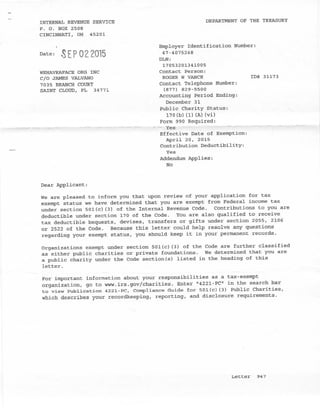 IRS Letter of Determination