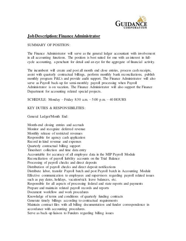 payroll administrator job description
