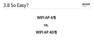3.8 So Easy?
WIFI AP 4개

vs.

WIFI AP 40개
 