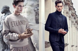 Костюм и водолазка, Dior HommeСорочка, свитер, брюки, перчатки, Calvin Klein Collection
142 143
 