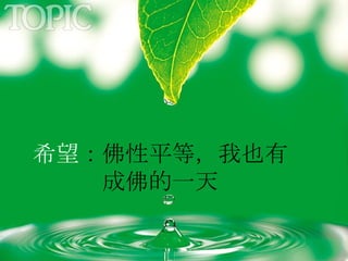   希望 ：佛性平等，我也有成佛的一天 