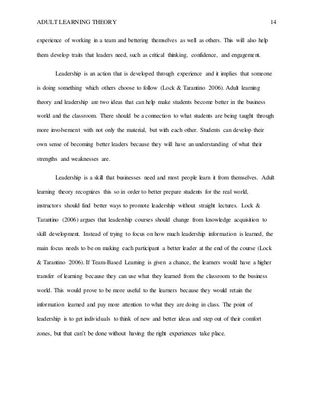 applying adult learning theory through character analysis The behavioral learning theory essay on analysis of three learning theories both of the articles “revisiting adult learning theory through the. applying adult learning theory through character analysis The behavioral learning theory essay on analysis of three learning theories both of the articles “revisiting adult learning theory through the.