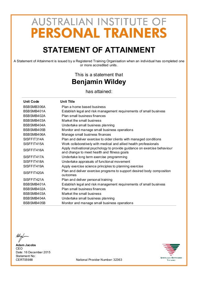 Certificate IV in Fitness SIS40210 AIPT Transcript P1 and 2