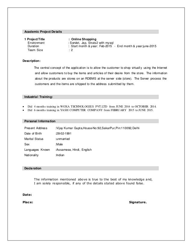 java j2ee resumes