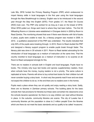 Arnold Mumena Concept Note Let Us Read Zambia | PDF