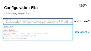 Configuration File
- Dictionary-based file
what to tune ?
how to tune ?
 