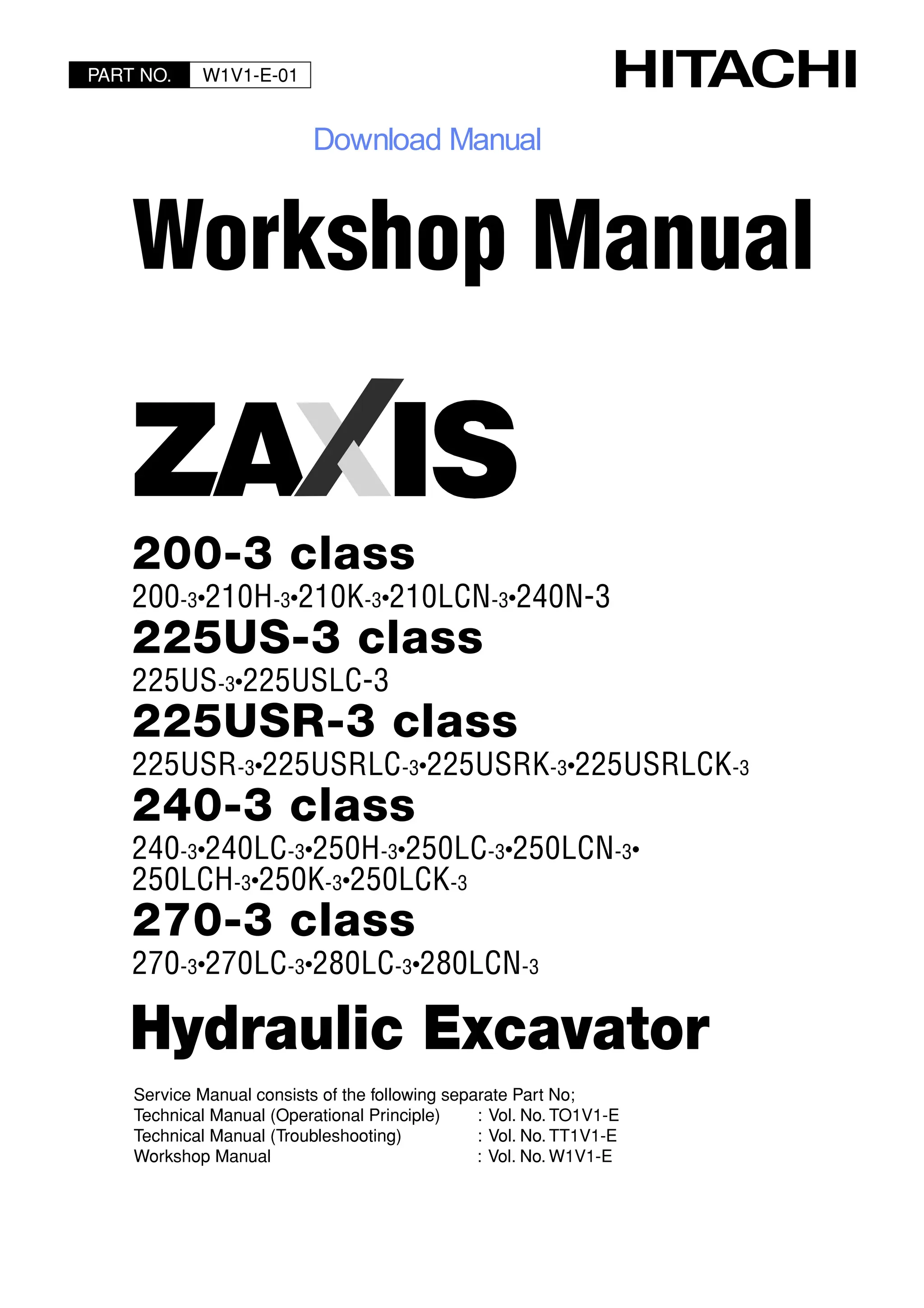 225USlc-3 Hitachi Zaxis Hydraulic Service Manual.pdf