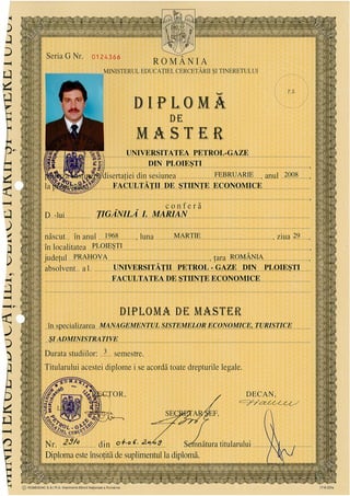 Diploma Master Tiganila Marian