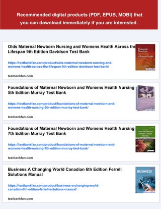 Olds Maternal Newborn Nursing and Womens Health Across the Lifespan ...