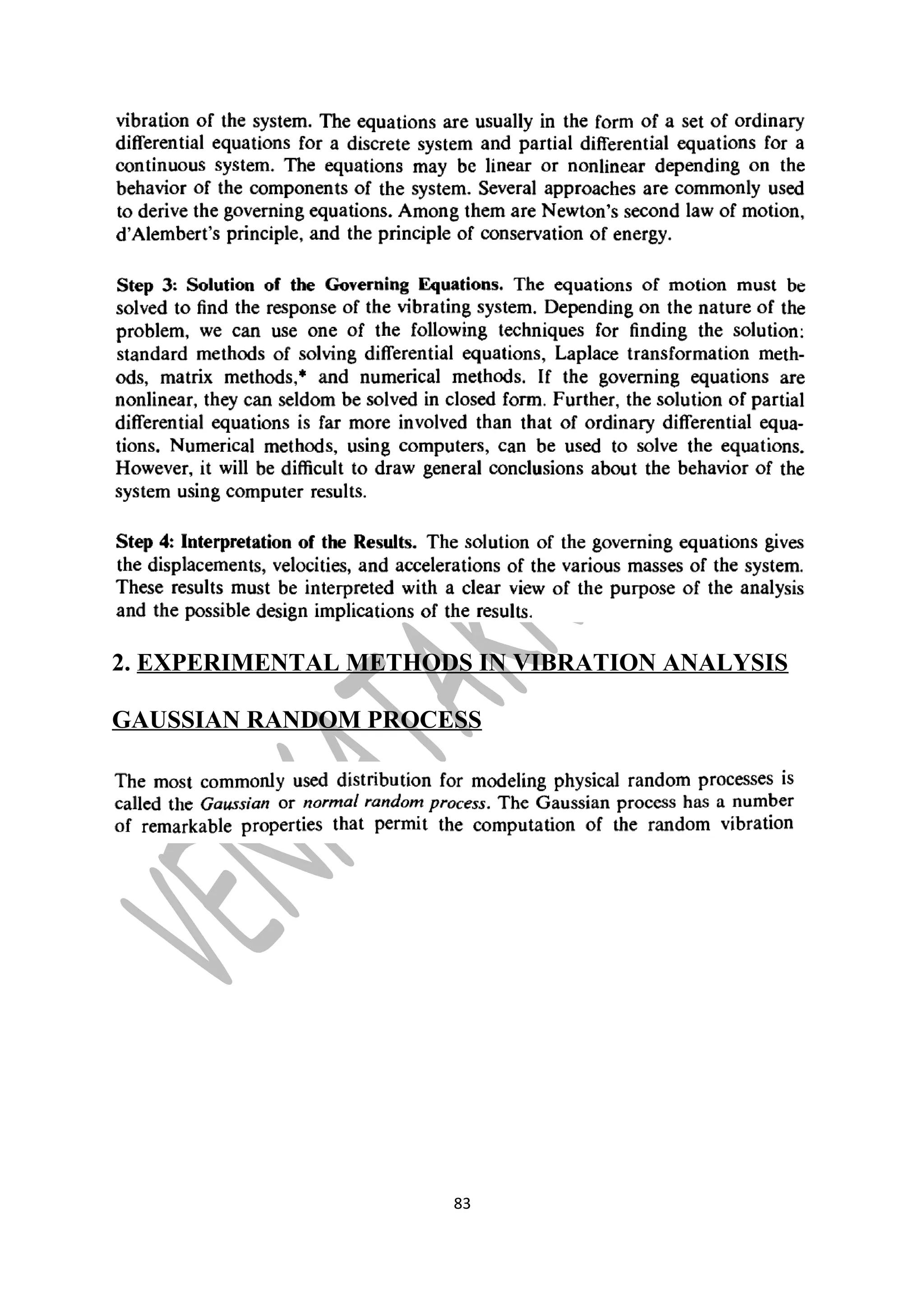 2. EXPERIMENTAL METHODS IN VIBRATION ANALYSIS 
GAUSSIAN RANDOM PROCESS 
83 
 