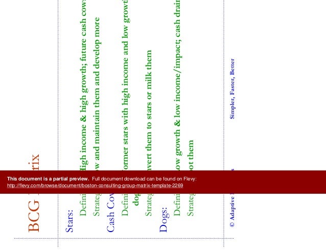 Boston Consulting Group Matrix Template