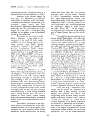 Health Literacy Knowledge and Experience Among Senior Nursing Students ...