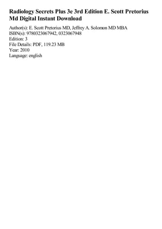 Radiology Secrets Plus 3e 3rd Edition E. Scott Pretorius Md | PDF