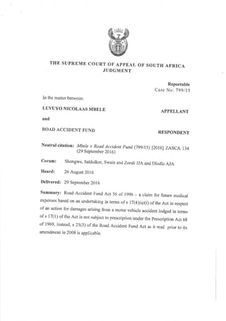 Mbele - SCA Judgment