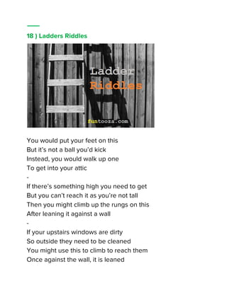 Stair Riddles 227 fun brain family friendly riddles | PDF