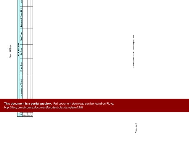 bcp test plan template