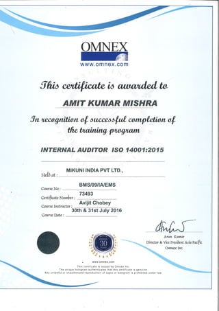 Internal Auditor ISO14001