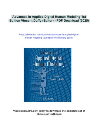 Advances in Applied Digital Human Modeling 1st Edition Vincent Duffy ...