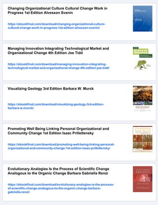 Organizational change 3rd Edition Edition Barbara Senior | PDF