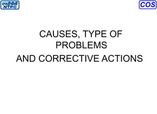 CAUSES, TYPE OF
PROBLEMS
AND CORRECTIVE ACTIONS
 