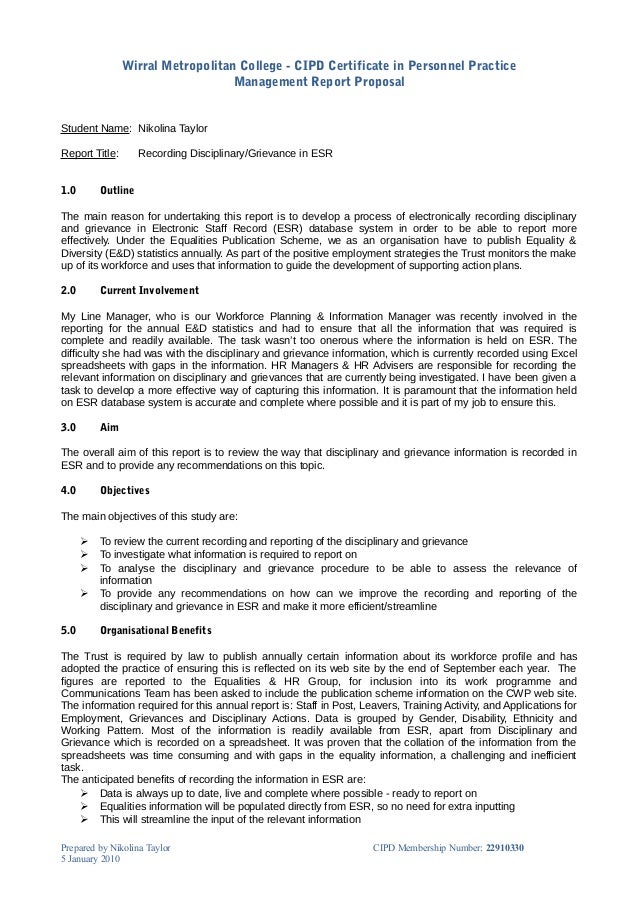 CIPD - Management Report Proposal (Final)