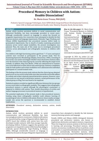Procedural Memory in Children with Autism Double Dissociation | PDF