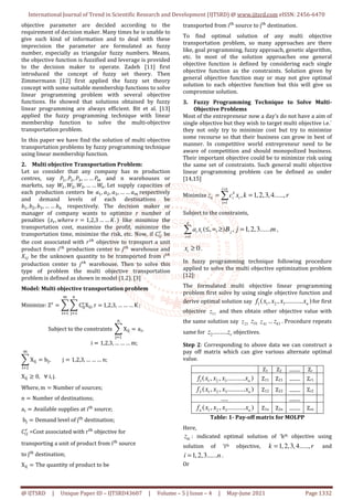 Solution of Multi Objective Transportation Problem | PDF