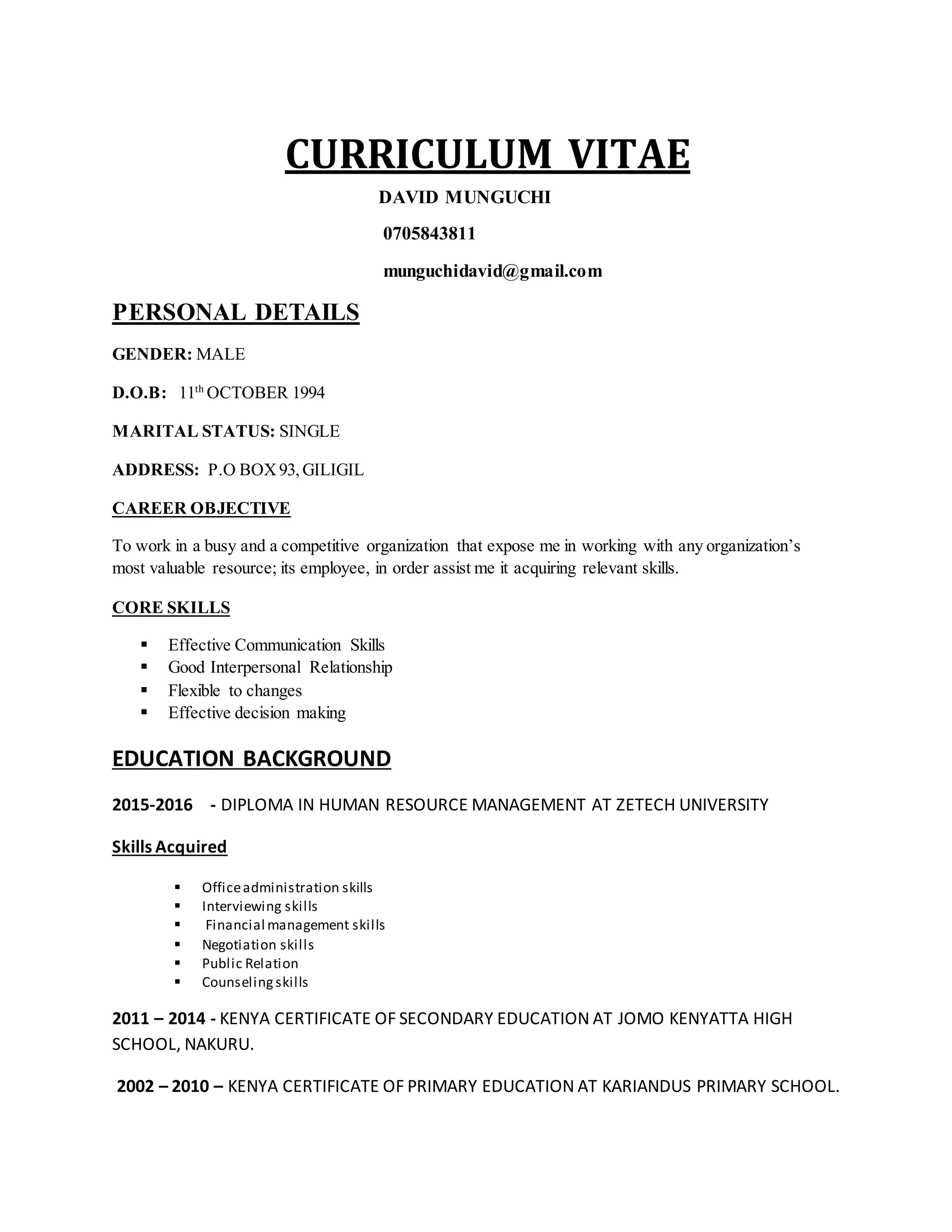 UPDATED CV PDF Free Download