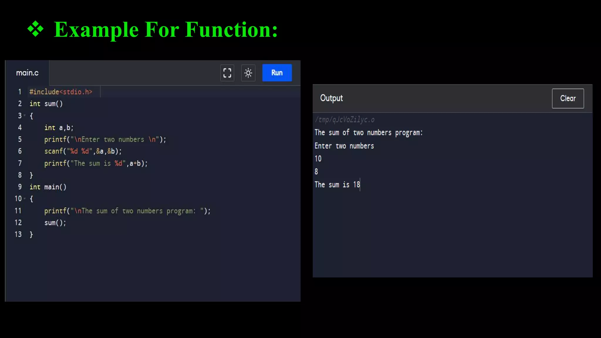  Example For Function:
 