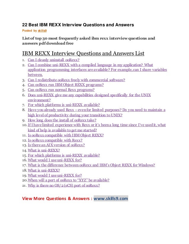 22 best ibm rexx interview questions and answers