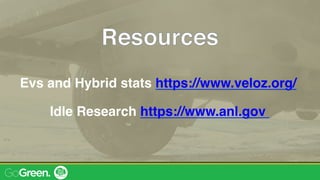 Evs and Hybrid stats https://www.veloz.org/
Idle Research https://www.anl.gov
 