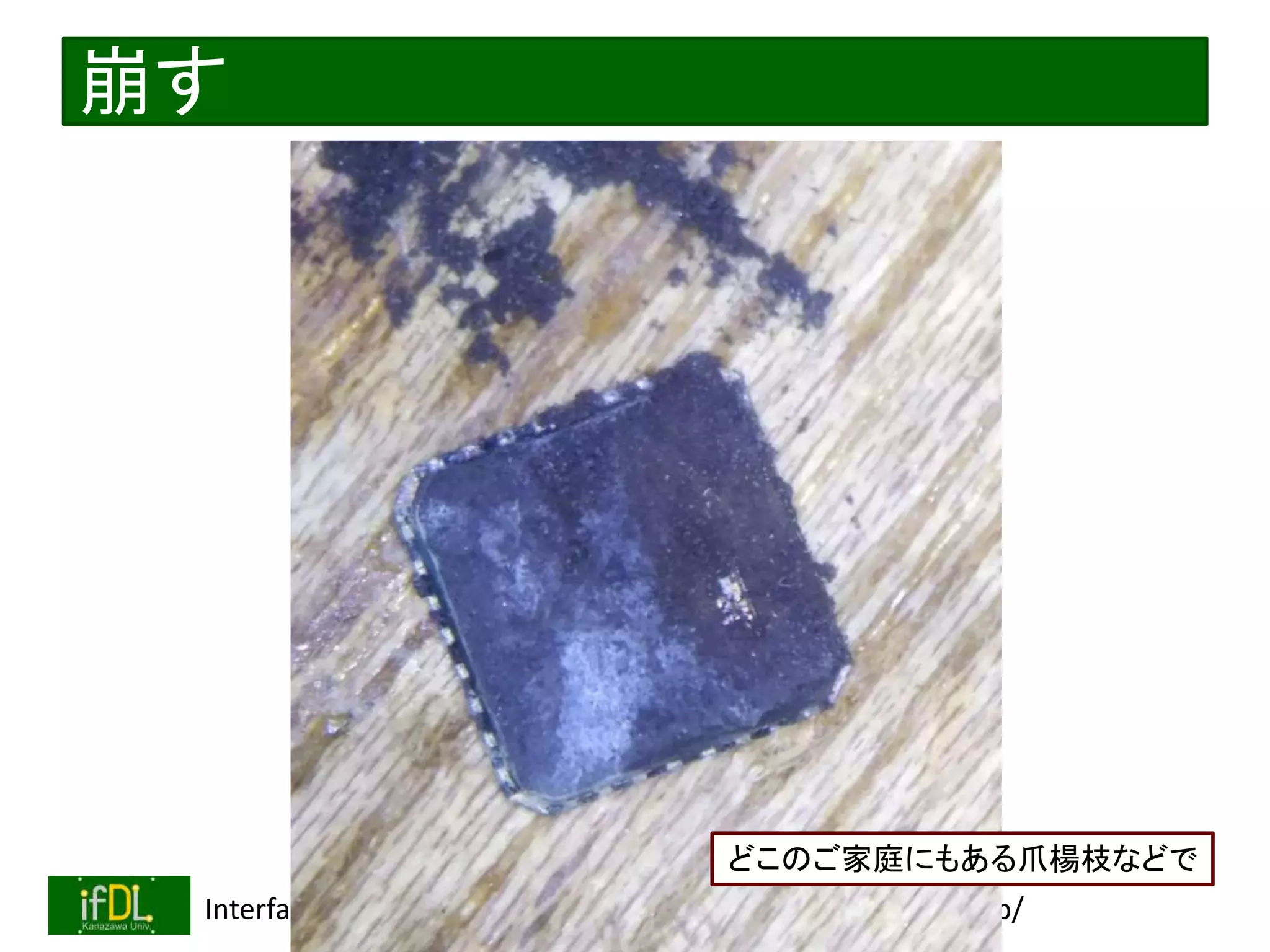 2023/1/28 Interface Device Laboratory, Kanazawa University http://ifdl.jp/
崩す
どこのご家庭にもある爪楊枝などで
 