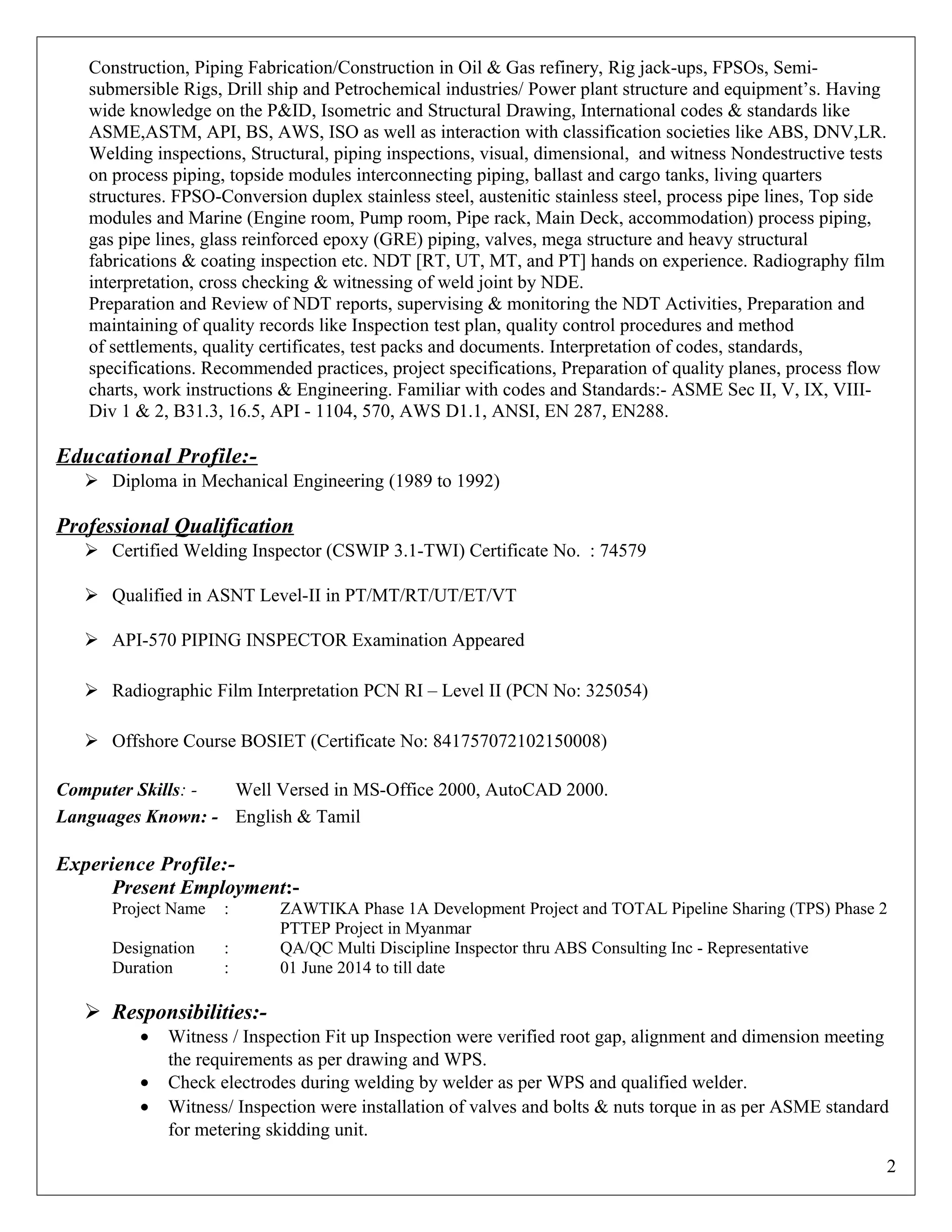 QA QC Inspector.doc 1 | DOC